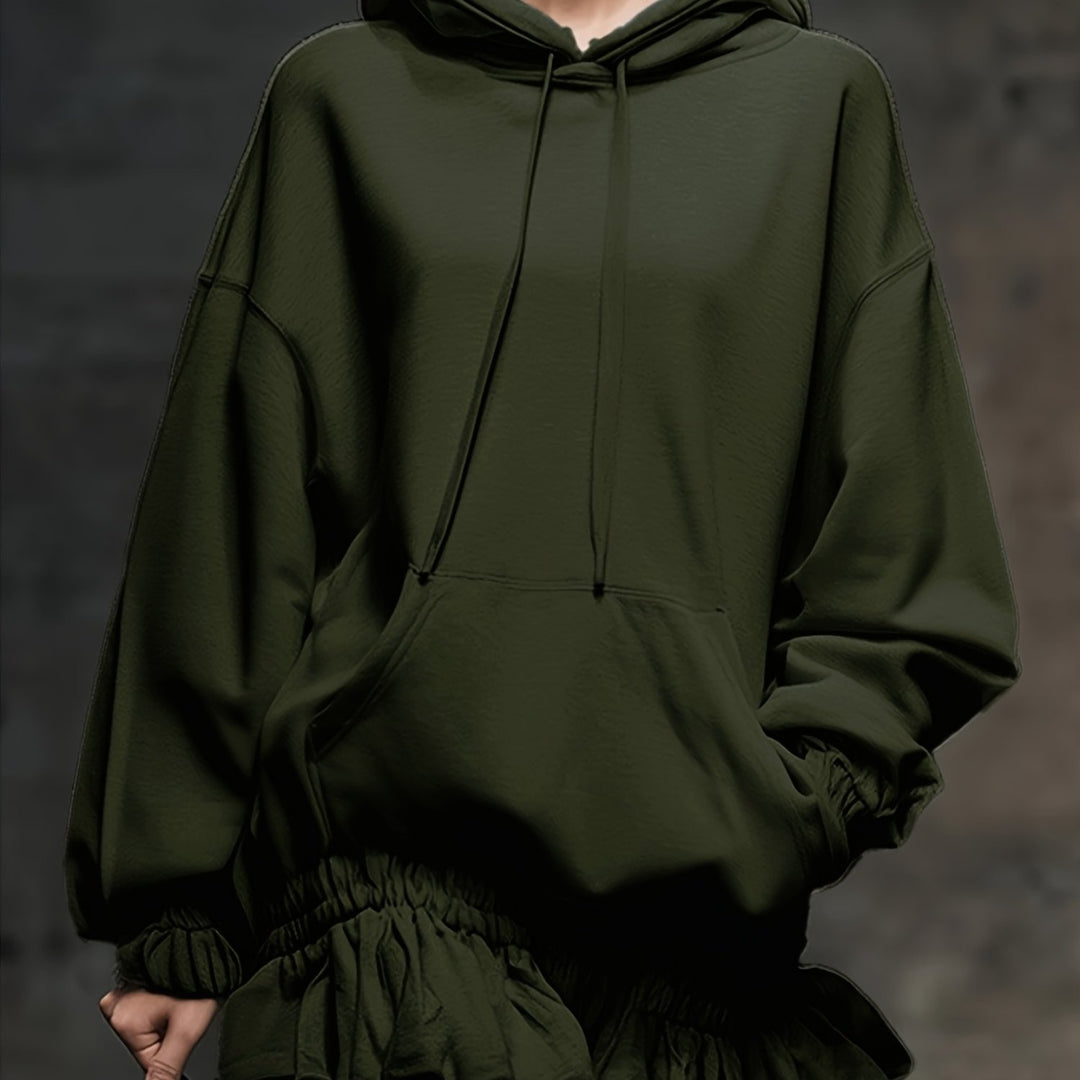 Hooded Ruffled Sweatshirt Dress for Women Casual Trendy Style