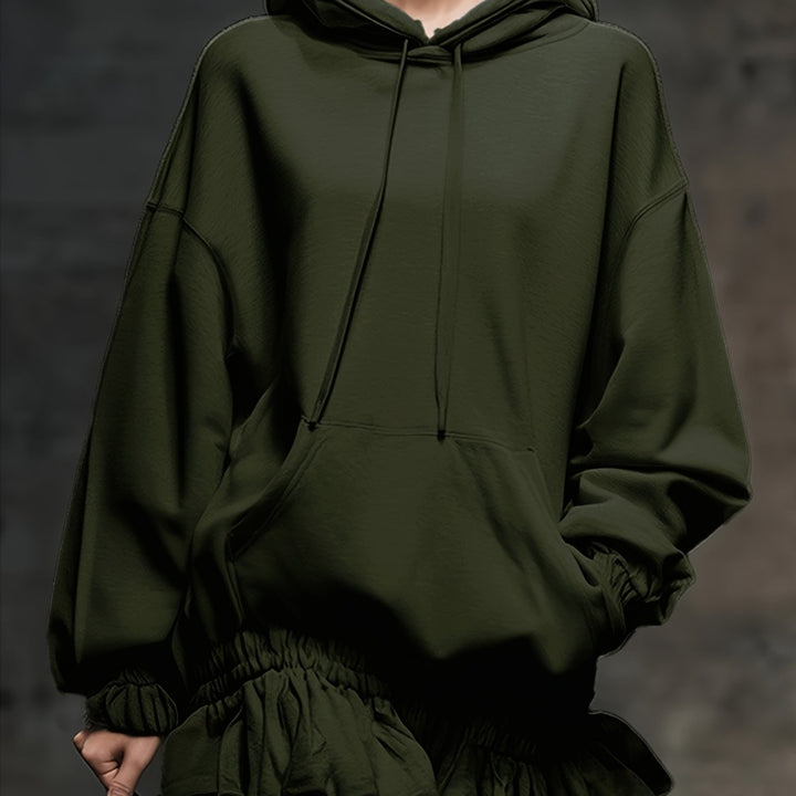 Hooded Ruffled Sweatshirt Dress for Women Casual Trendy Style