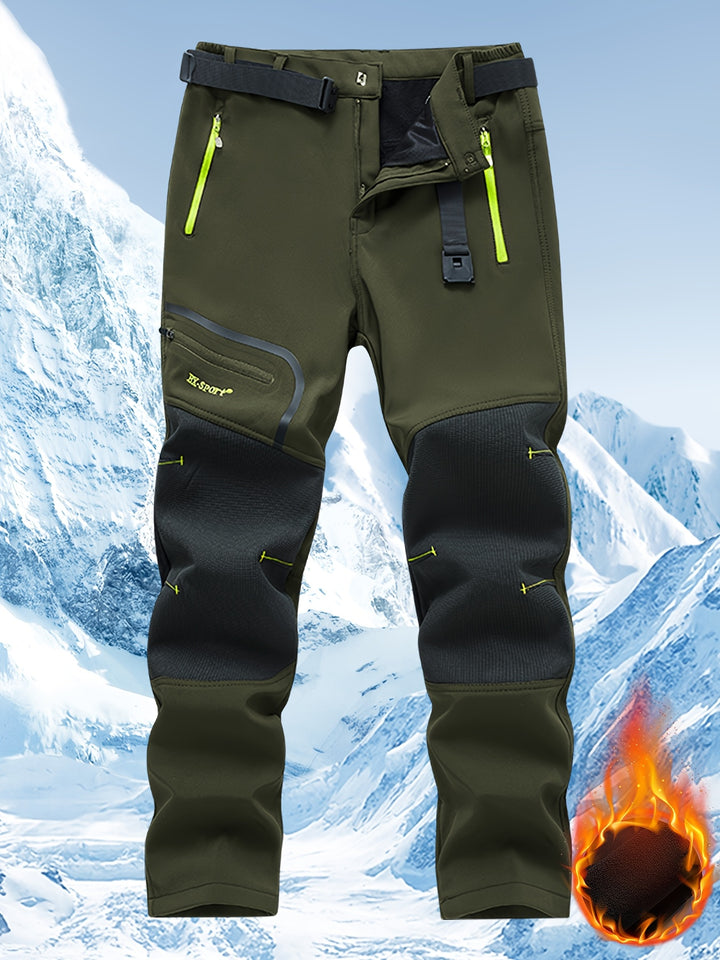 Men's Windproof Cargo Pants with Belt and Zippered Pockets