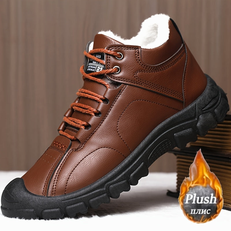 Fleece High-Top Snow Boots for Men, Casual Outdoor Shoes