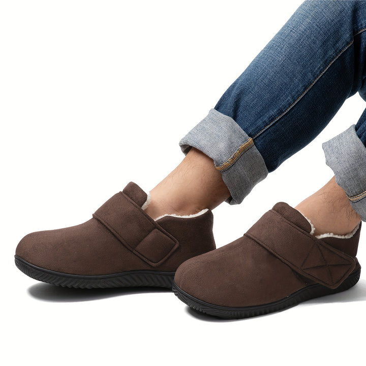Men's Adjustable Strap Memory Foam Home Shoes with Non-Slip Soles