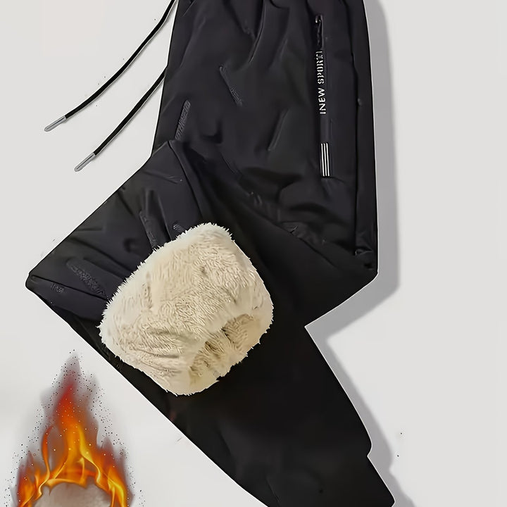Men's Winter Casual Straight-Leg Jogger Pants with Drawstring