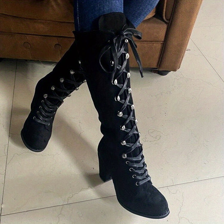 Women's Lace-up Ankle Boots with Chunky Heel Shoes