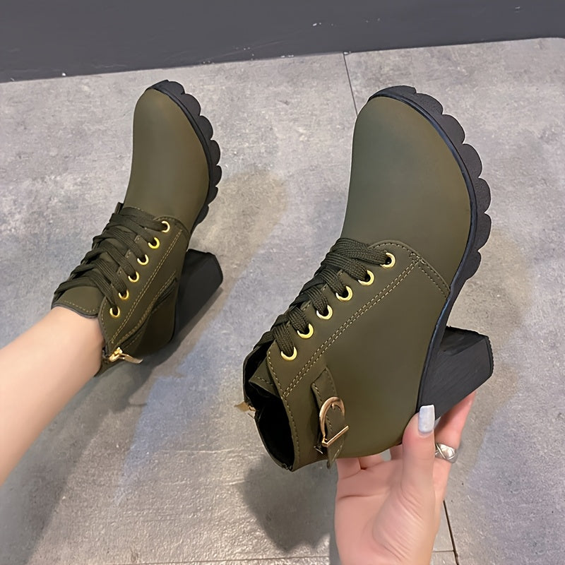 Women's Winter Ankle Boots Thick Sole High Heel Faux Fur Lined