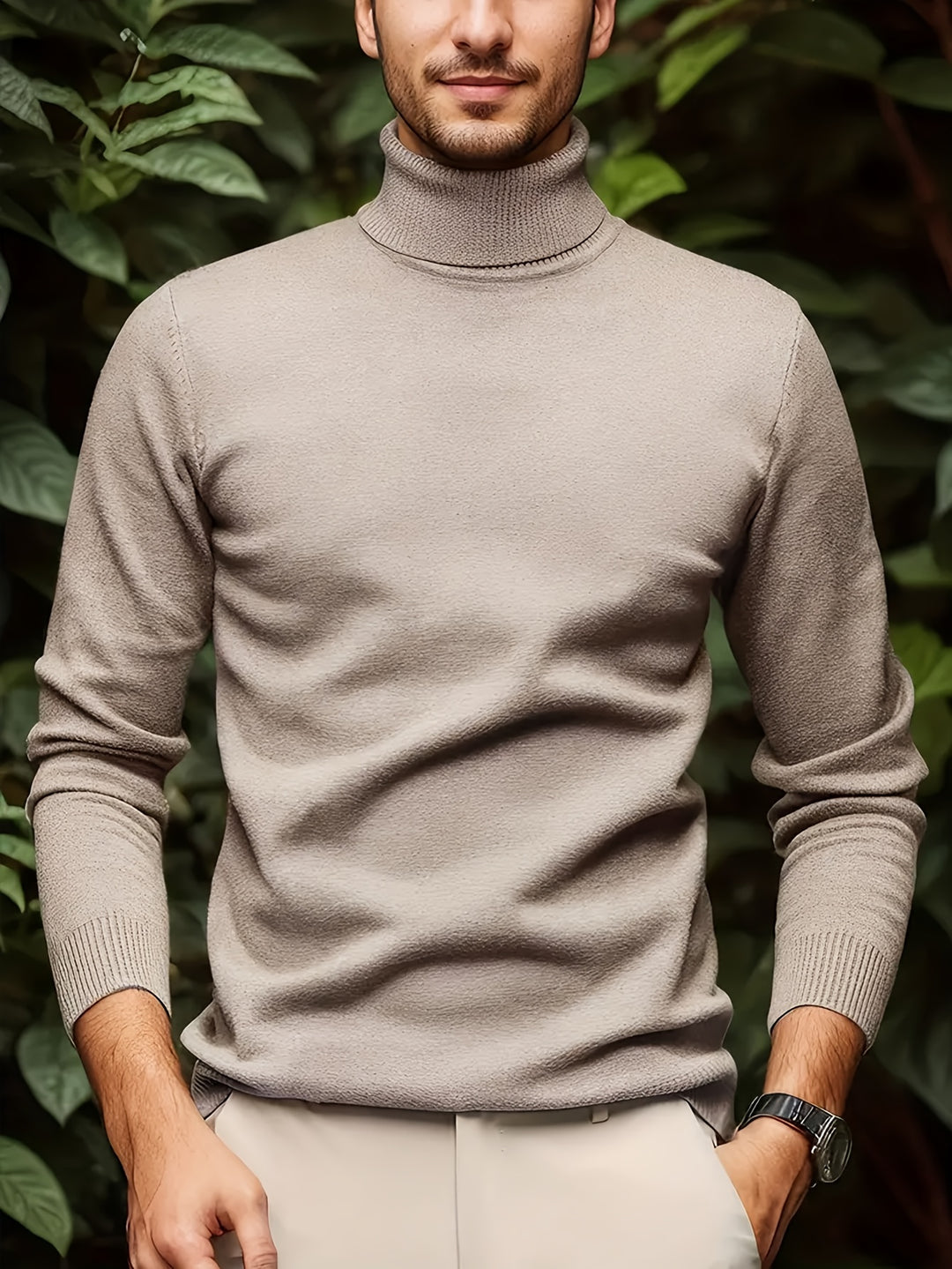 Men's Pullover Knit Sweater with Turn-Collar Autumn-Winter Style