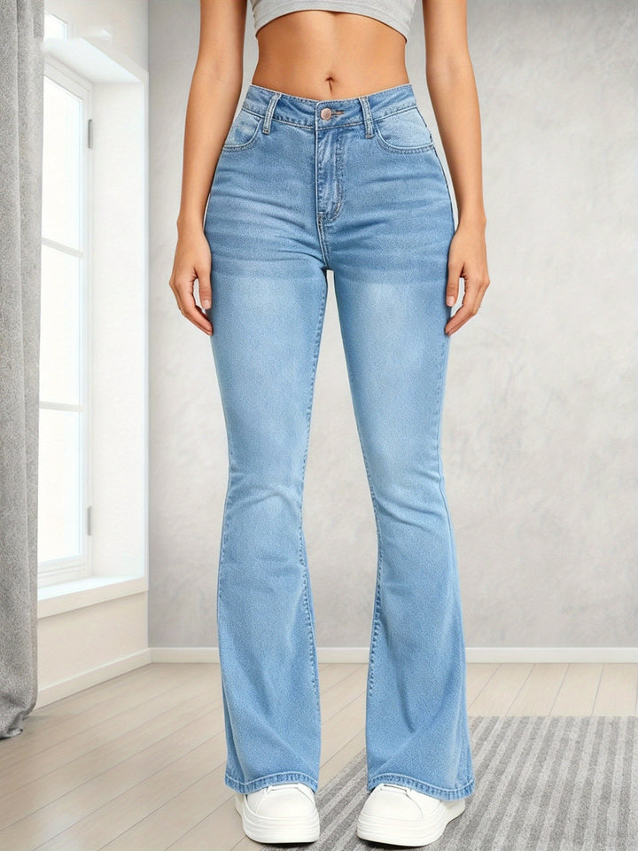 Women's Flared Slim-Fit Jeans Fashionable Denim Trousers