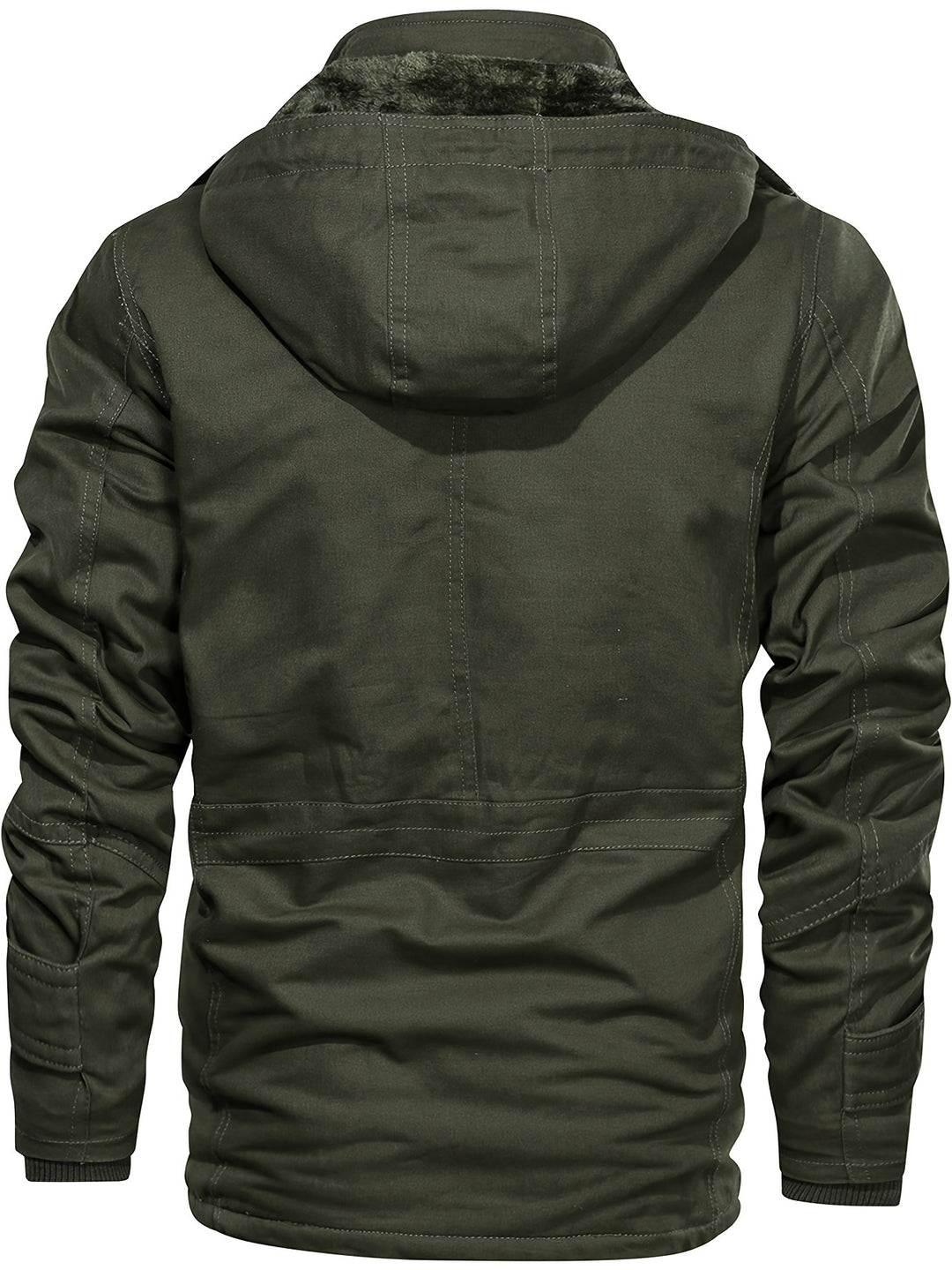 Men's Mid-Length Heavyweight Jacket with Detachable Hood and Pockets