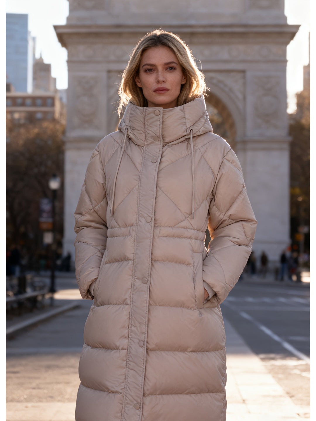 Women's Down Coat with Hood for Winter Warmth