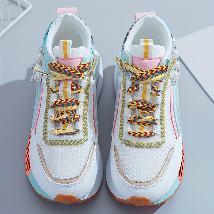 Women's Mid-Top Lace-Up Sneakers Casual Sports Shoes