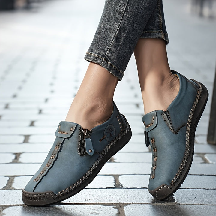 Women's Casual Loafers Slip-on Sneakers with Zipper Closure