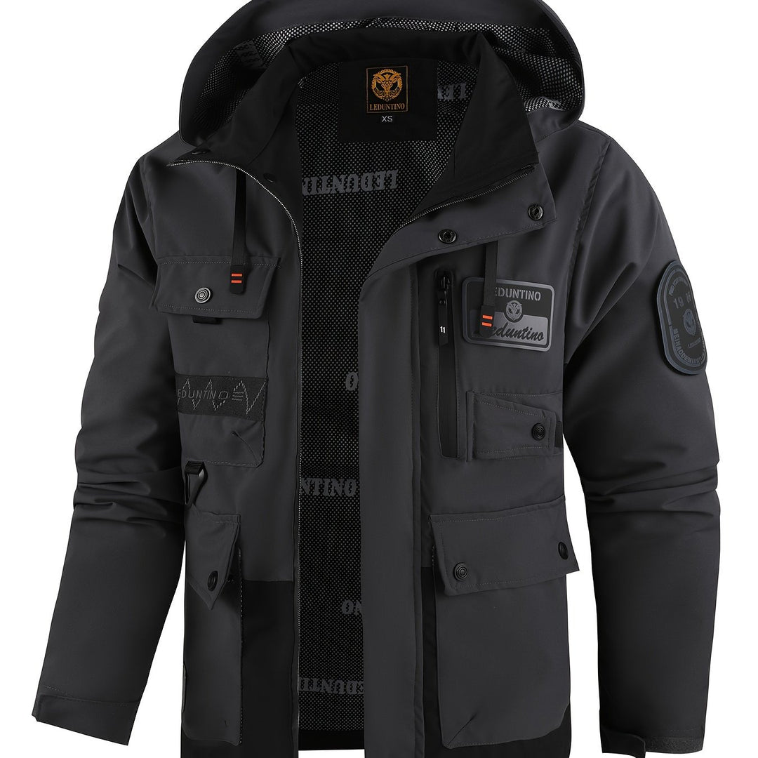 Men's Hooded Thin Jacket Outdoor Cargo Jacket Detachable Zipper Jacket