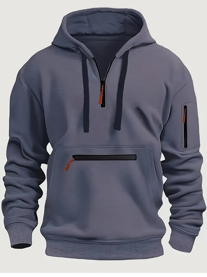 Men's Casual Zipper Hoodie with Kangaroo Pocket