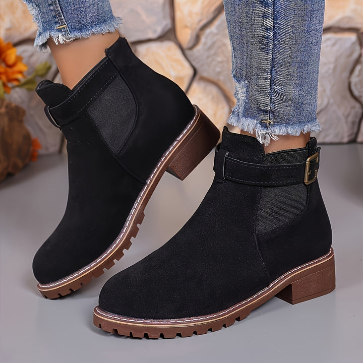 Women's Ankle Boots Slip On Low Heel Comfortable Fashion Shoes