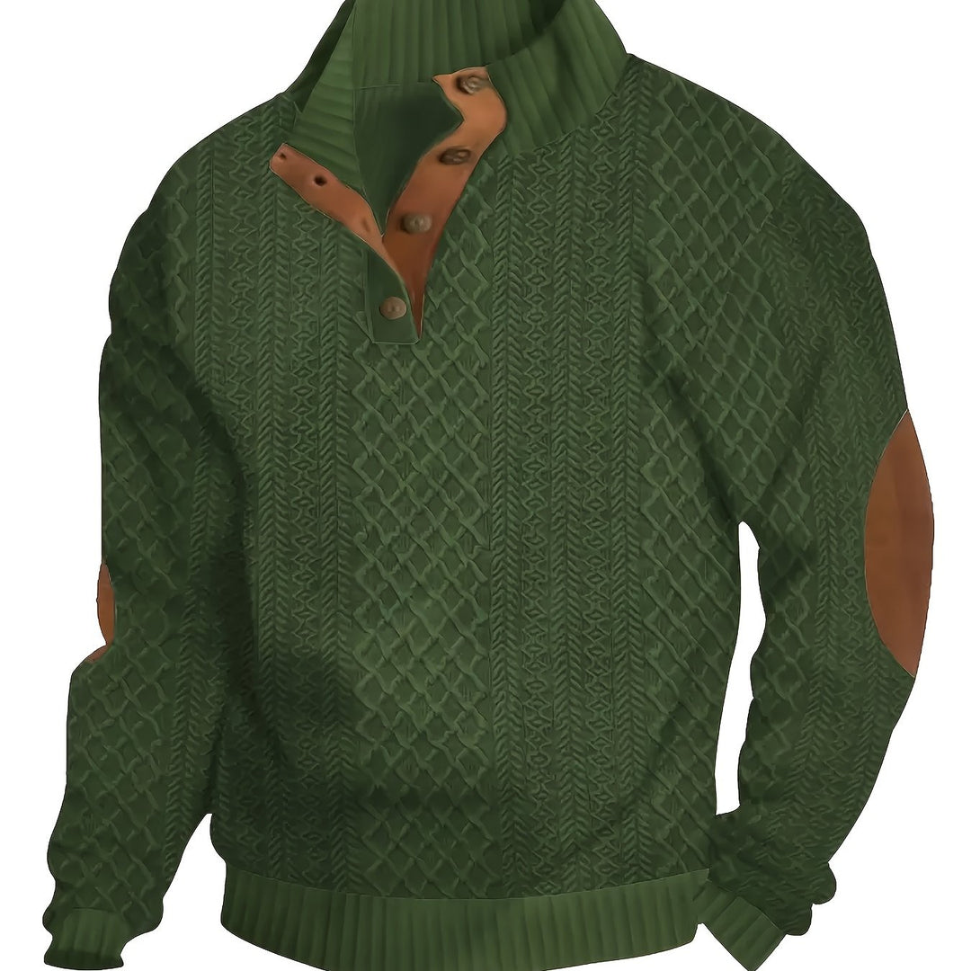 Men's Casual Button-Down Long Sleeve Shirt Henley Top