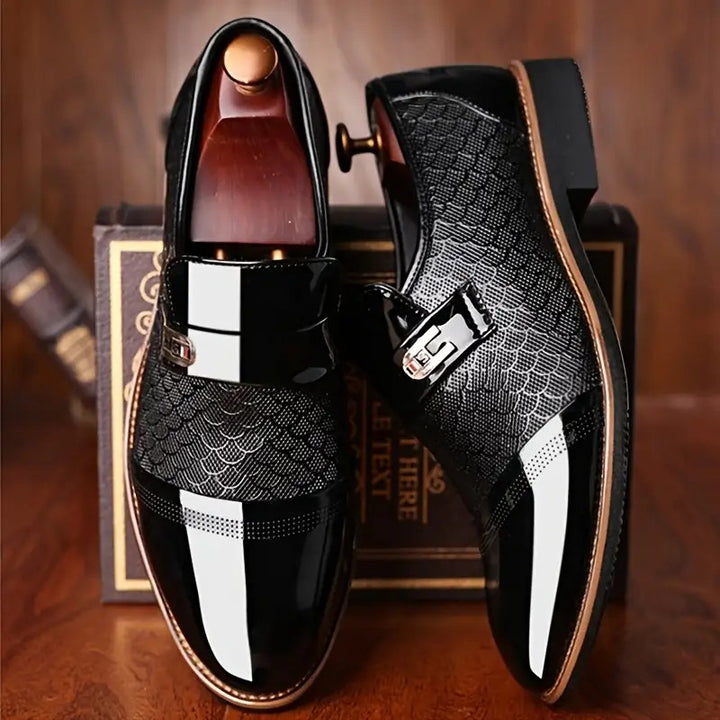 Men's Business Oxfords Slip On Pointed Toe Lug Sole Dress Shoes