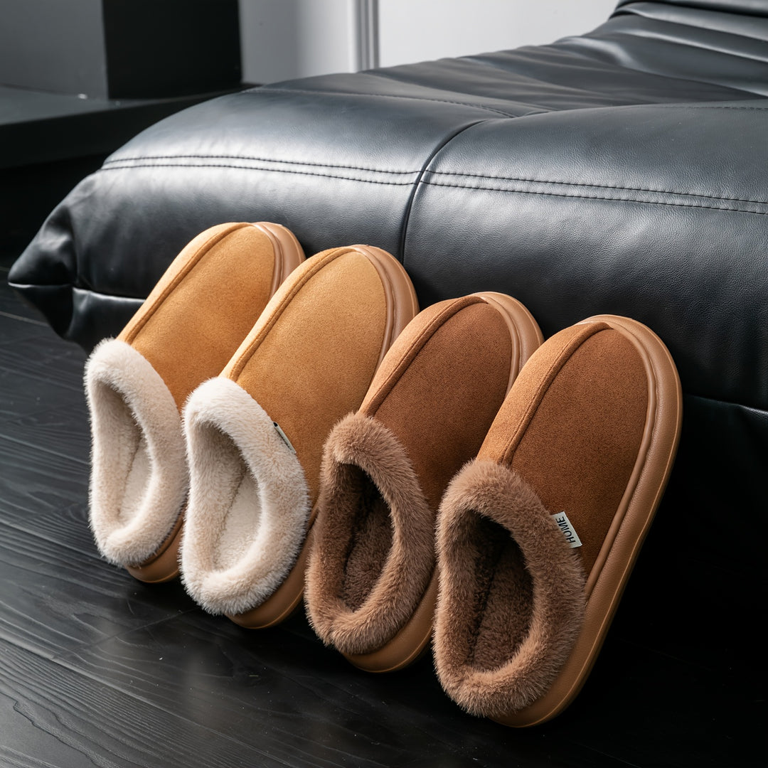 Women's Plush Slippers with Thick Lining Indoor Outdoor House Shoes