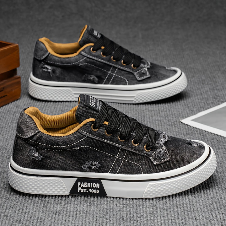 Men's Casual Sports Shoes, Trendy Canvas Low Top, Lace Closure