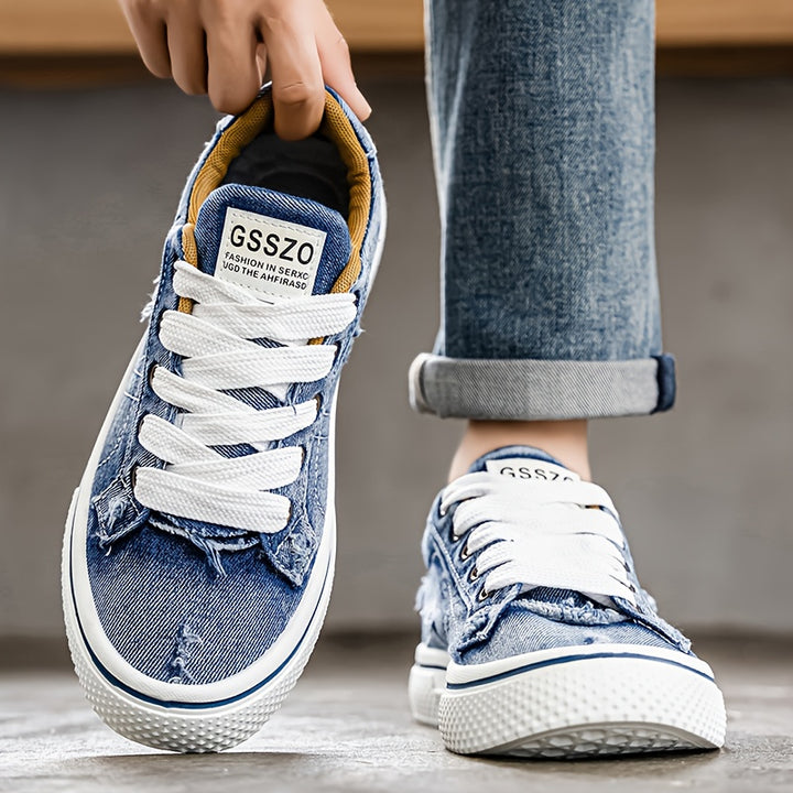 Men's Casual Sports Shoes, Trendy Canvas Low Top, Lace Closure