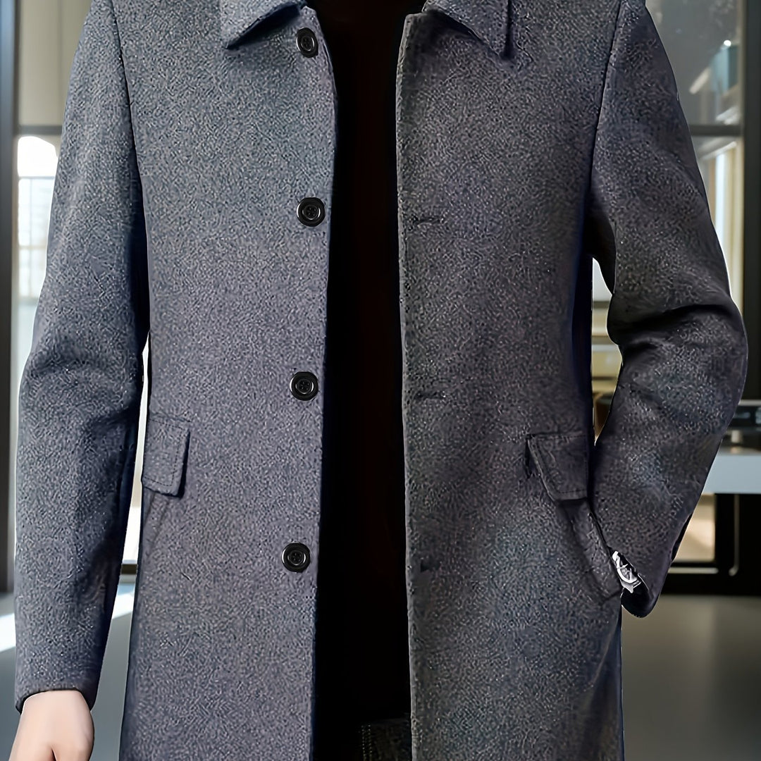 Men's Casual Classic Trench Coat with Double Side Pockets