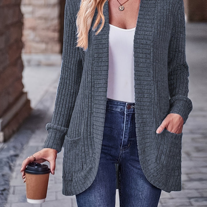 Elegant Loose Casual Long Sleeve Blouse with Pocket Splicing