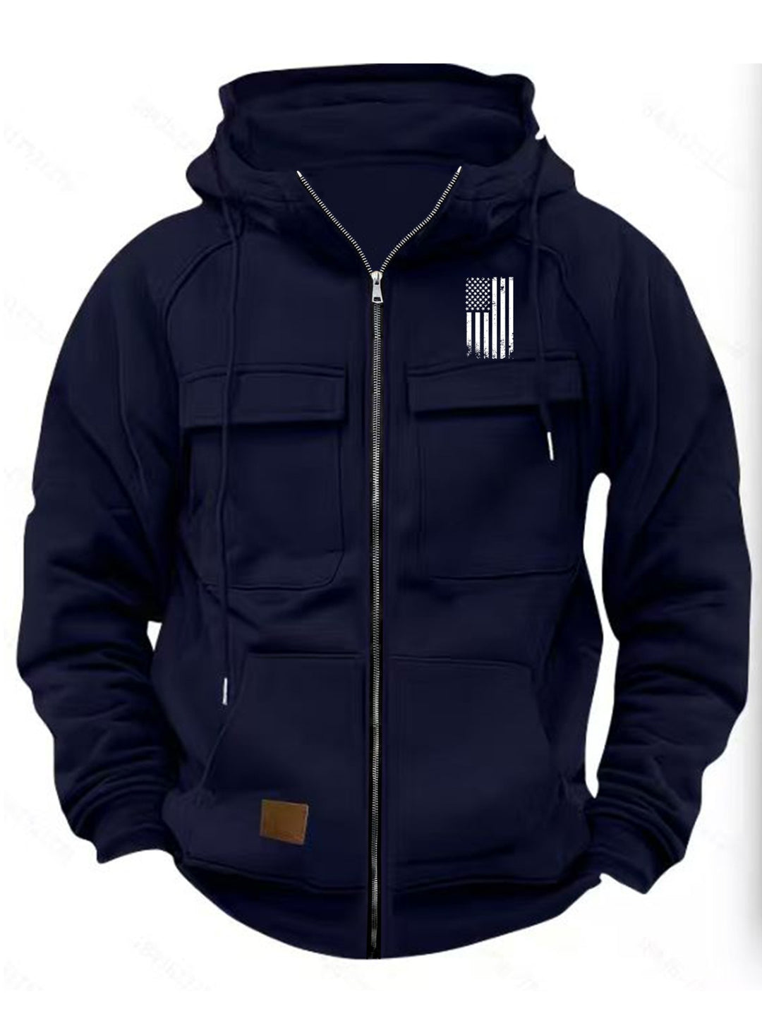 Men's Long Sleeve Zipper Pocket Hoodie Top