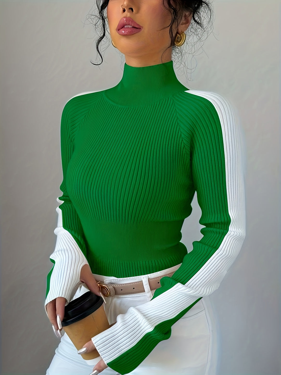 High Neck Turtleneck Layering Top for Fall Winter