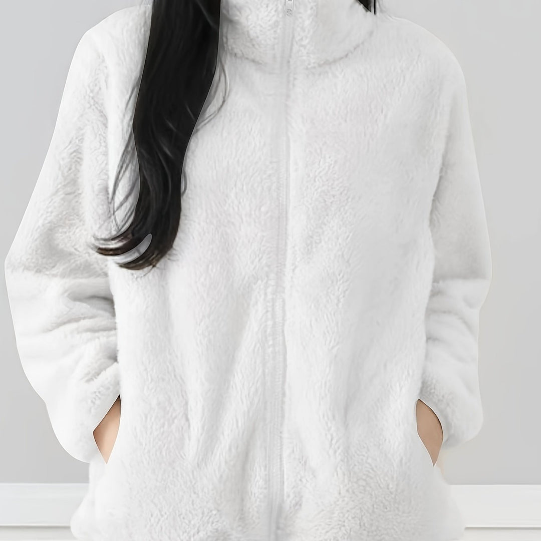 Women's Fleece Jacket Casual Outerwear Long Sleeve Winter Coat