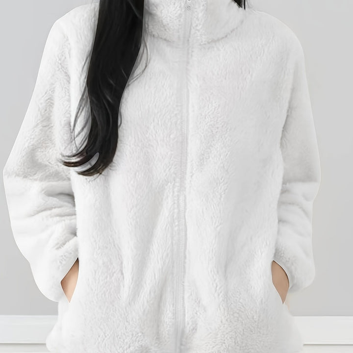 Women's Fleece Jacket Casual Outerwear Long Sleeve Winter Coat