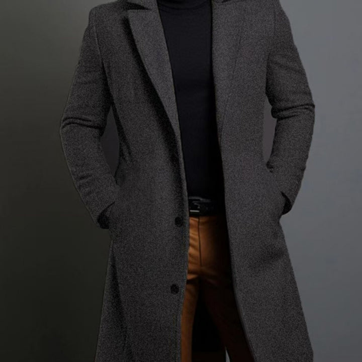 Men's British Coat Jacket Single-Breasted Button Front Collar