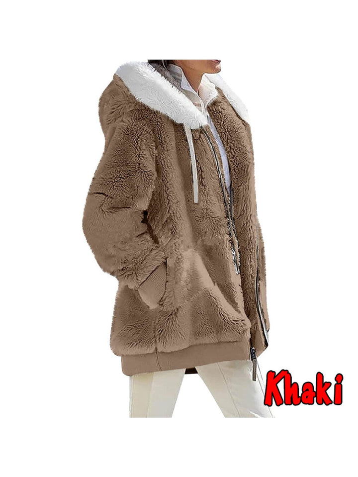 Women's Loose Sports Zipper Hooded Jacket Autumn Winter