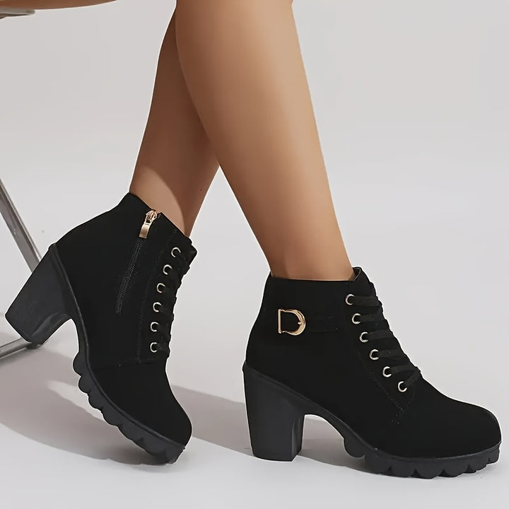 Women's Winter Ankle Boots Thick Sole High Heel Faux Fur Lined