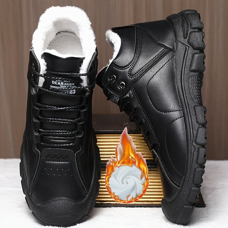 Fleece High-Top Snow Boots for Men, Casual Outdoor Shoes