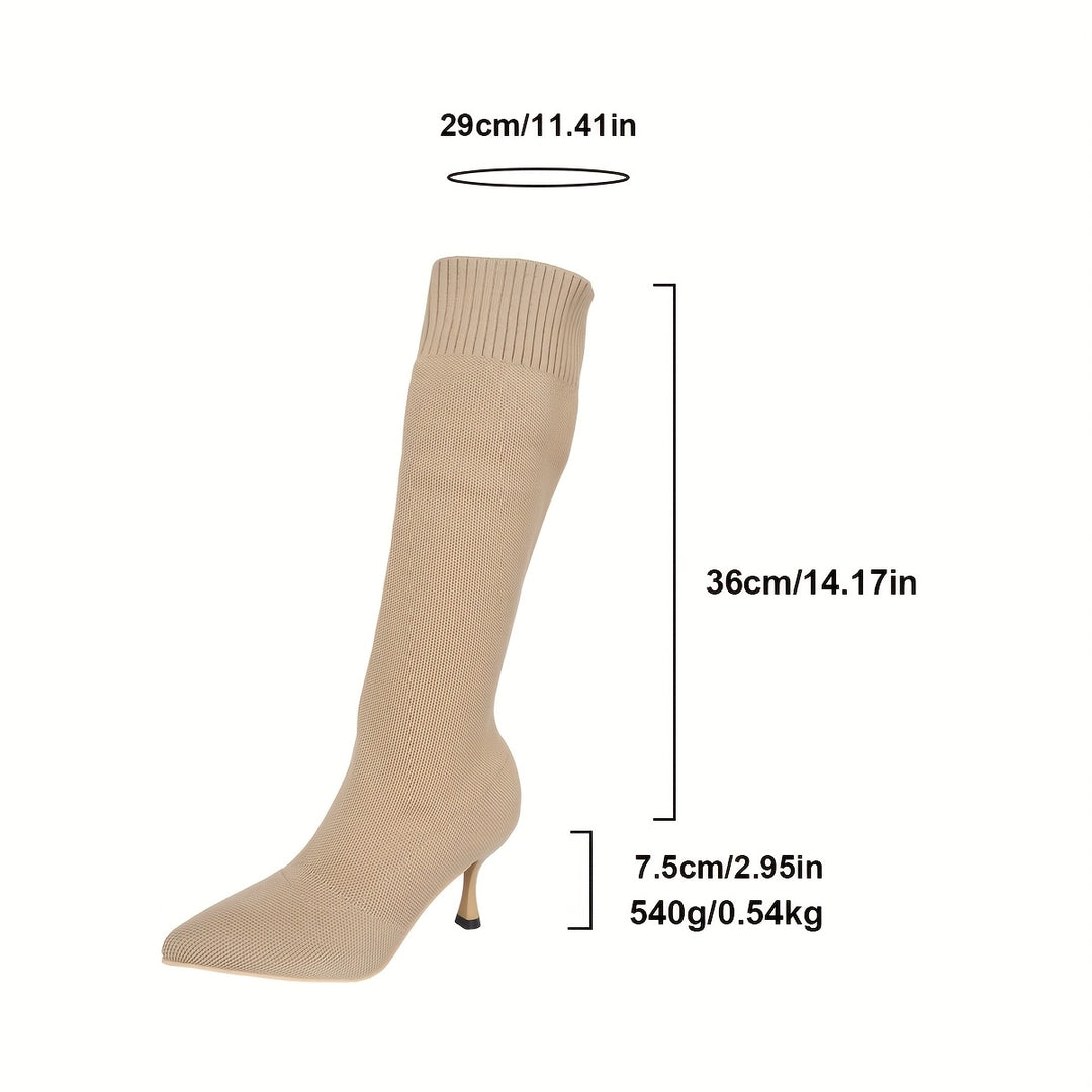 Knee High Heels Pointed Slender Heels Fashionable Women Shoes