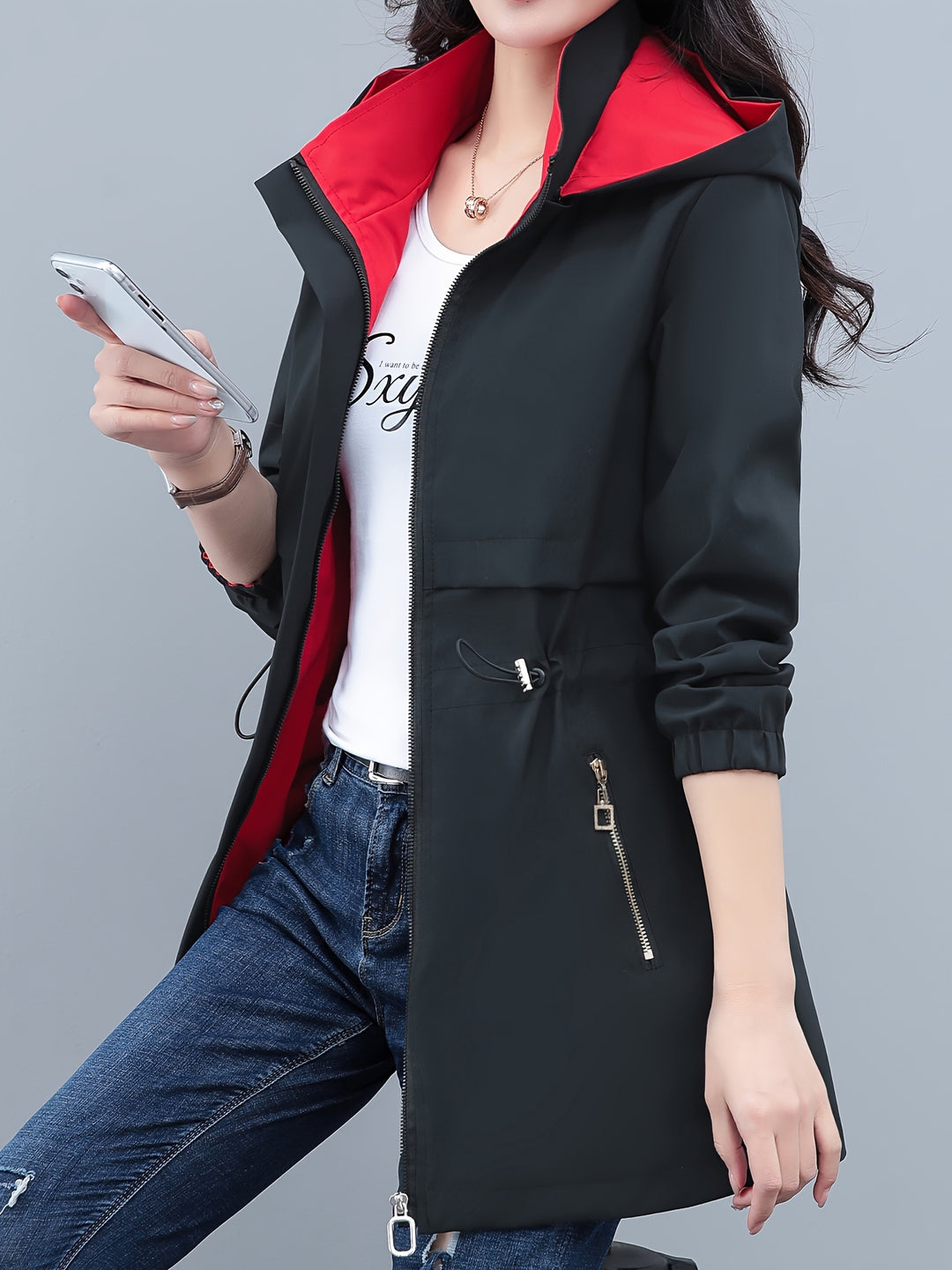 Double-sided Wearable Windbreaker Jacket Women's Fashionable Coat