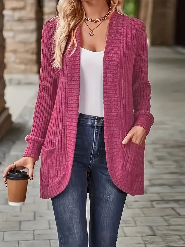 Elegant Loose Casual Long Sleeve Blouse with Pocket Splicing
