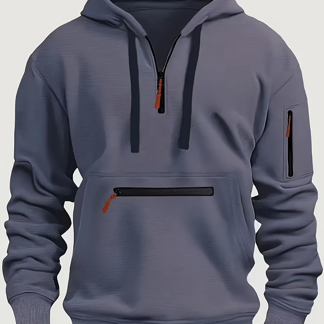 Men's Casual Zipper Hoodie with Kangaroo Pocket