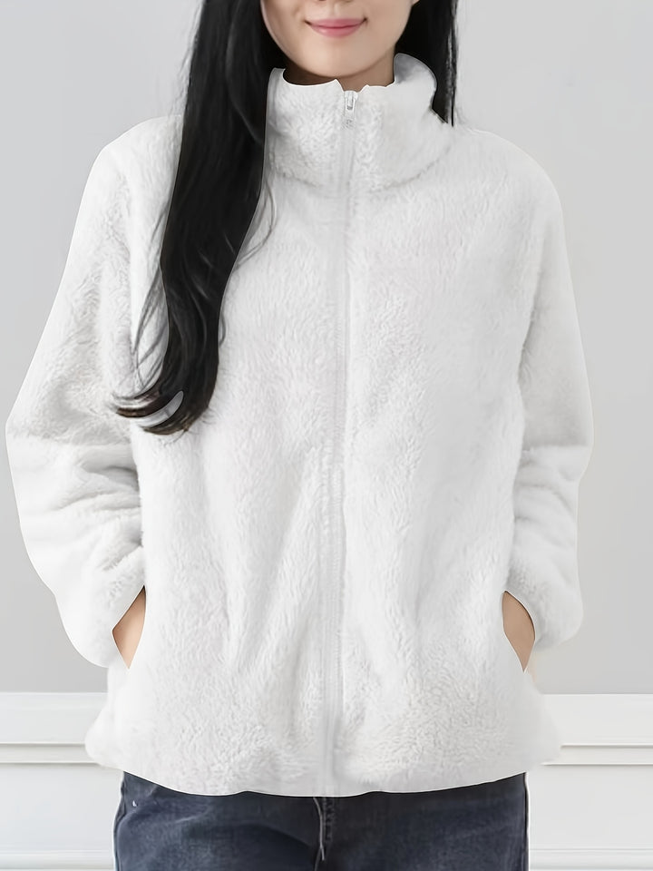 Women's Fleece Jacket Casual Outerwear Long Sleeve Winter Coat