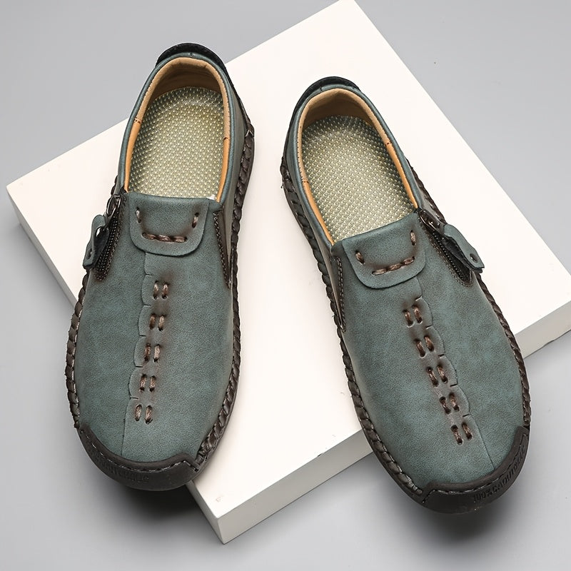 Women's Casual Loafers Slip-on Sneakers with Zipper Closure