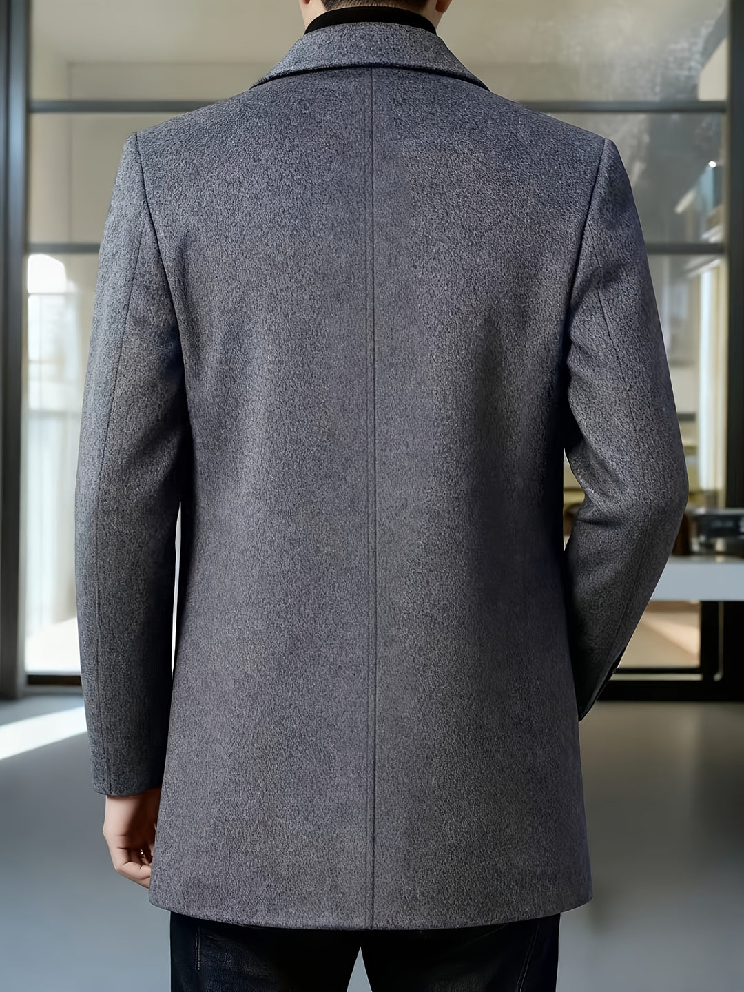 Men's Casual Classic Trench Coat with Double Side Pockets