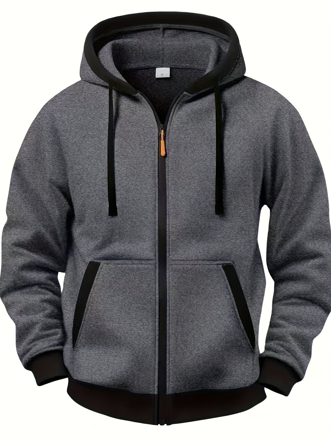 Men's Casual Color Block Hoodie with Zipper Closure Long Sleeve Sweatshirt