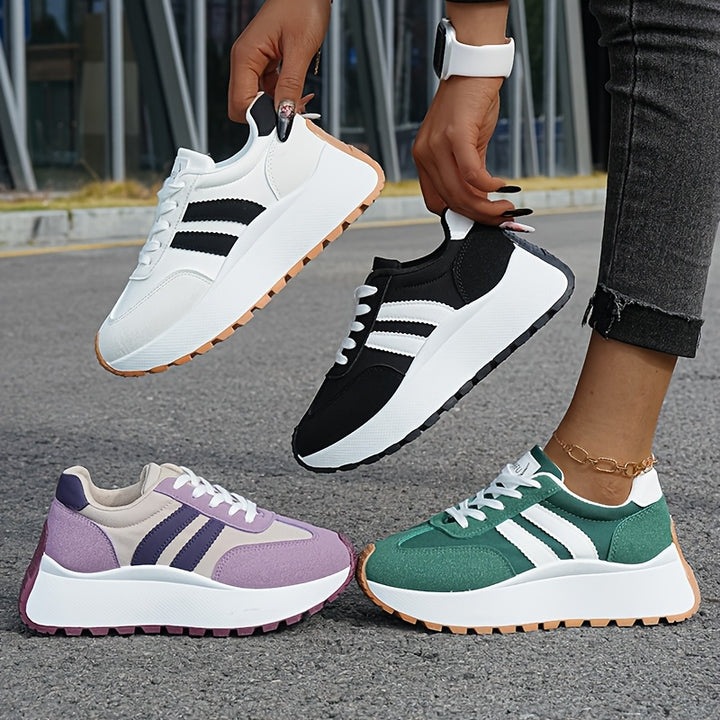 Women's Casual Sports Shoes Thick-Soled Height-Increasing Lace-Up Low Top
