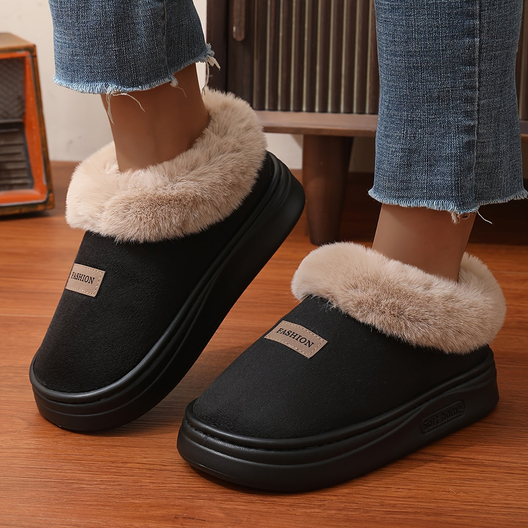 Cozy Fleece Slippers for Women with Non-Slip EVA Sole