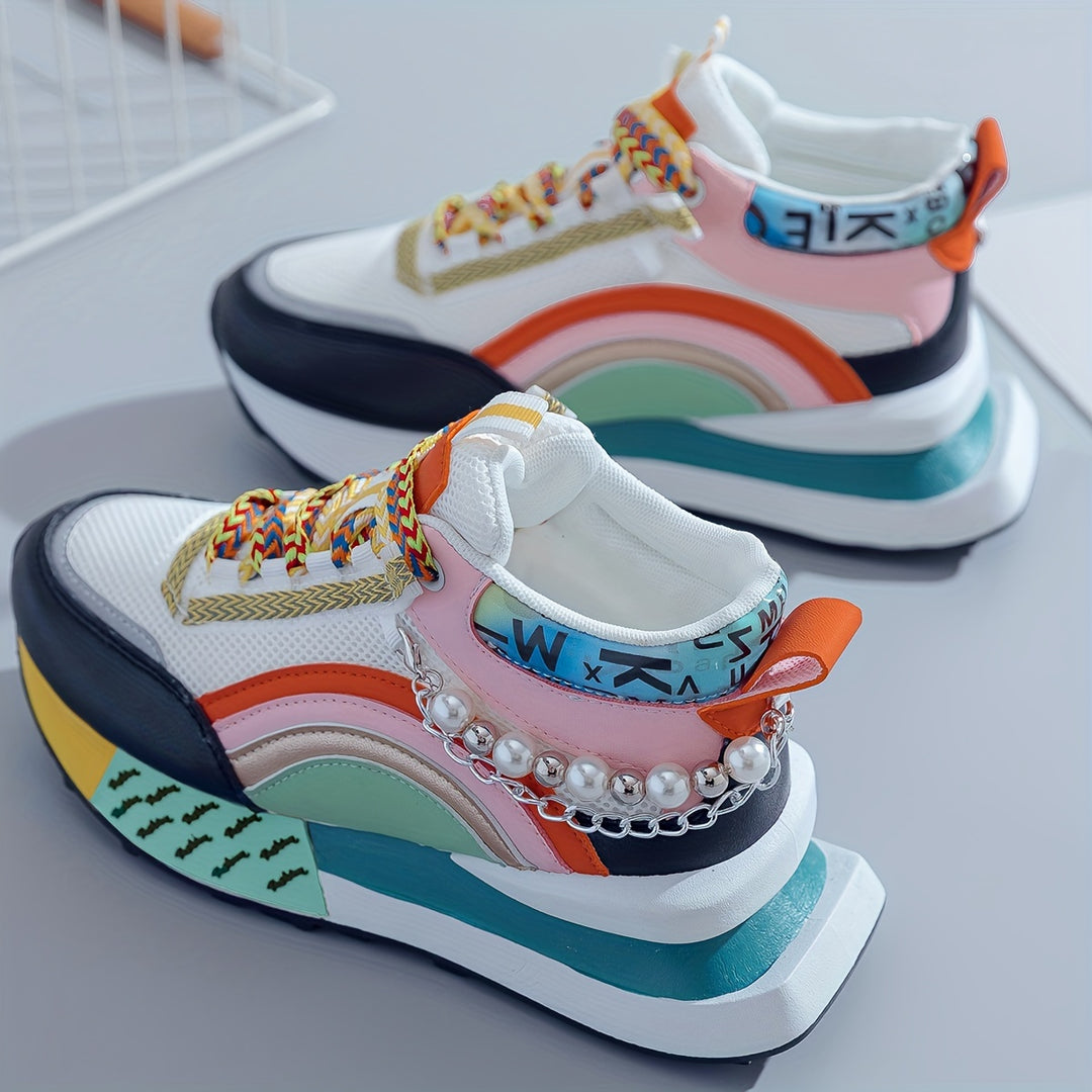 Women's Mid-Top Lace-Up Sneakers Casual Sports Shoes