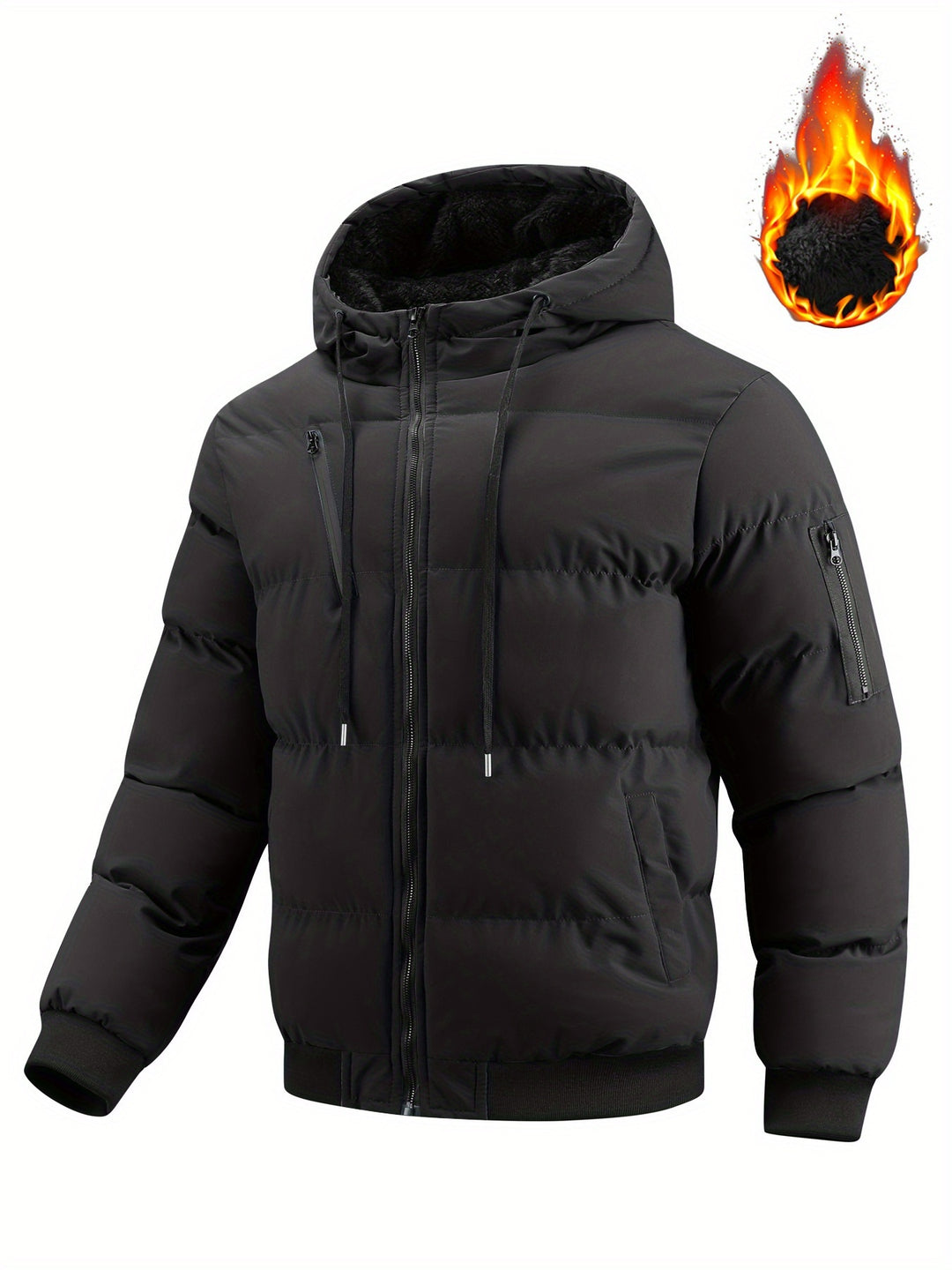 Hooded Winter Plush Jacket Thick Warm Casual Outdoor Zipper Jacket