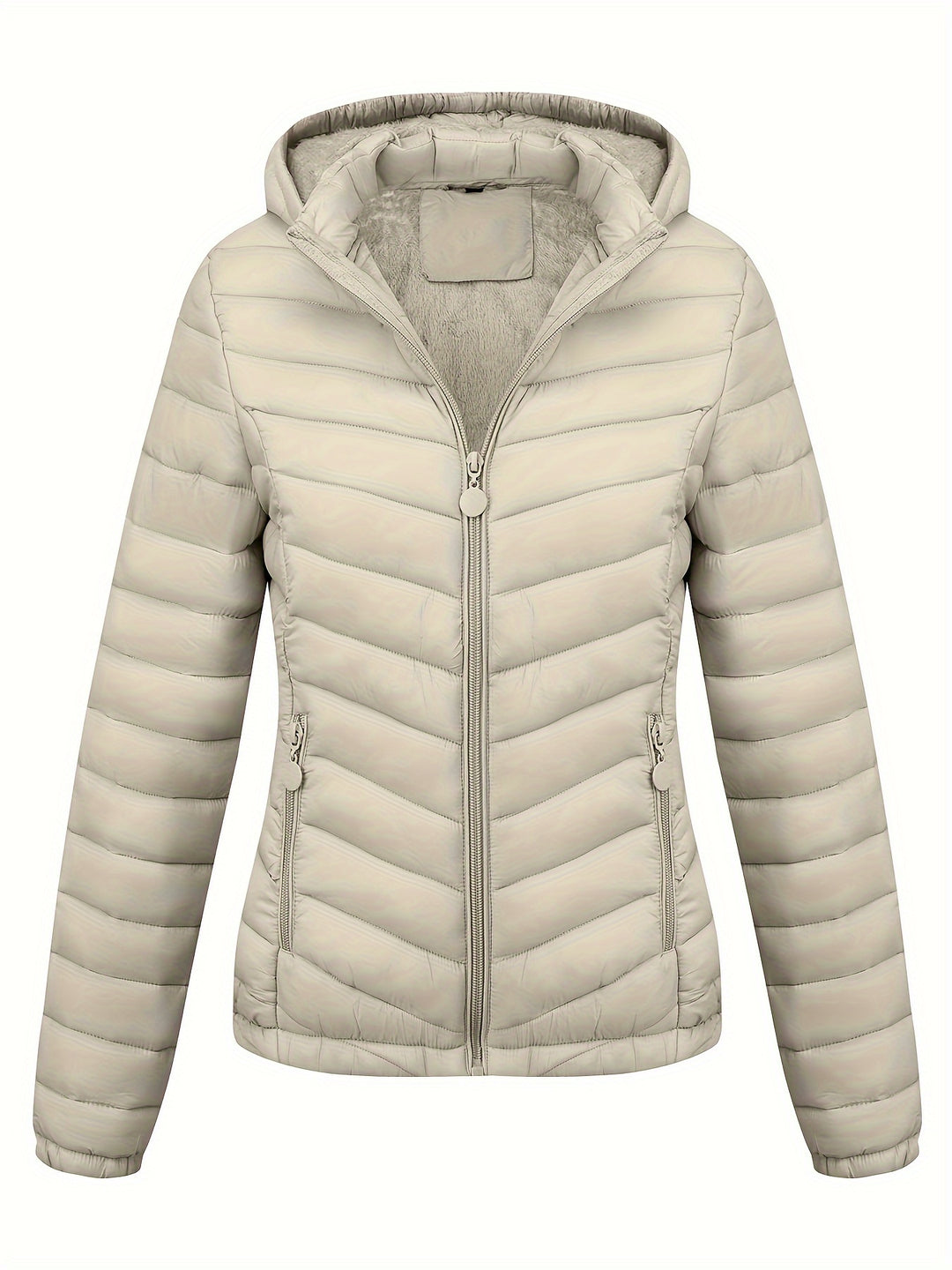 Women's Hooded Padded Coat with Pockets for Autumn Winter Fashion
