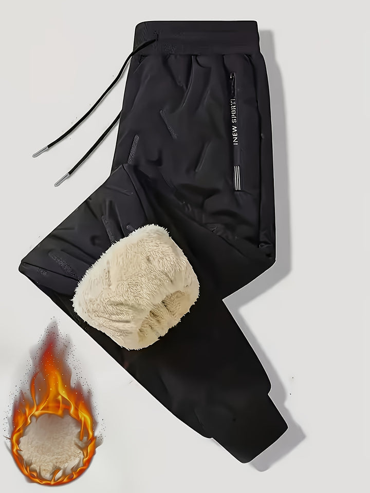 Men's Winter Casual Straight-Leg Jogger Pants with Drawstring