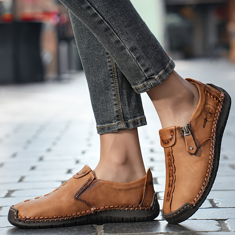 Women's Casual Loafers Slip-on Sneakers with Zipper Closure