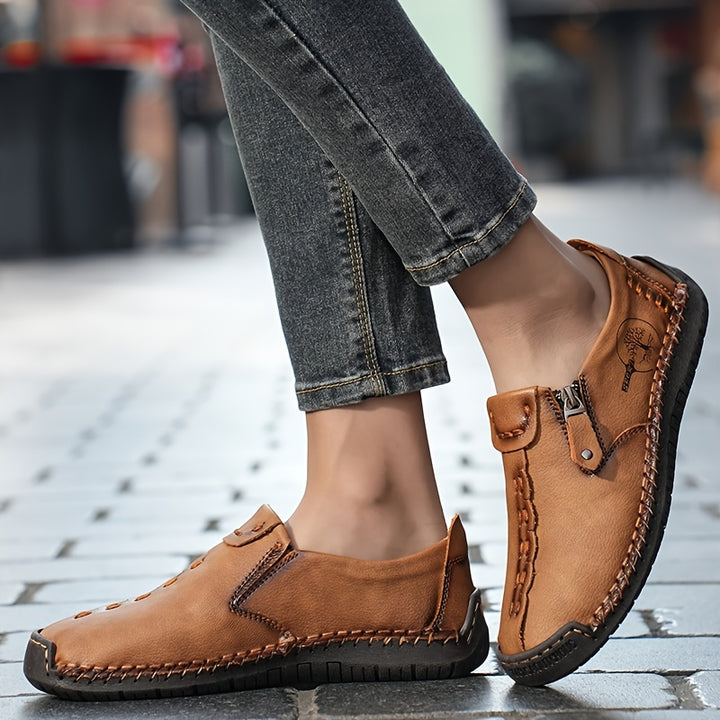 Women's Casual Loafers Slip-on Sneakers with Zipper Closure