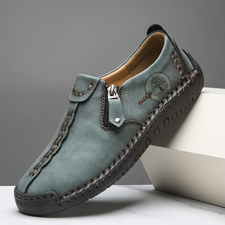 Women's Casual Loafers Slip-on Sneakers with Zipper Closure