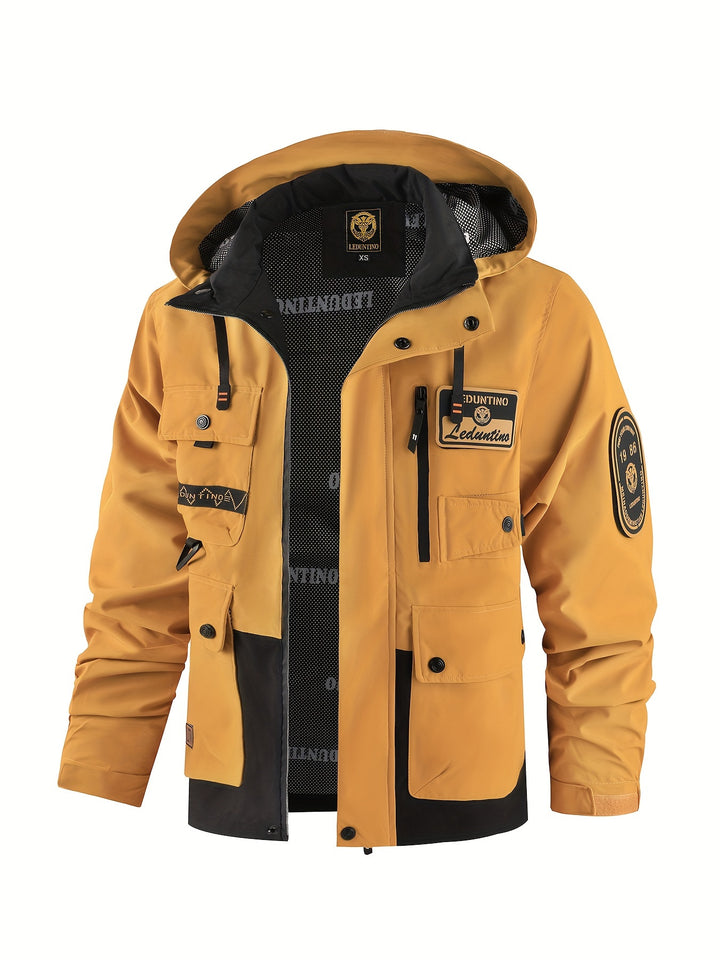 Men's Hooded Thin Jacket Outdoor Cargo Jacket Detachable Zipper Jacket